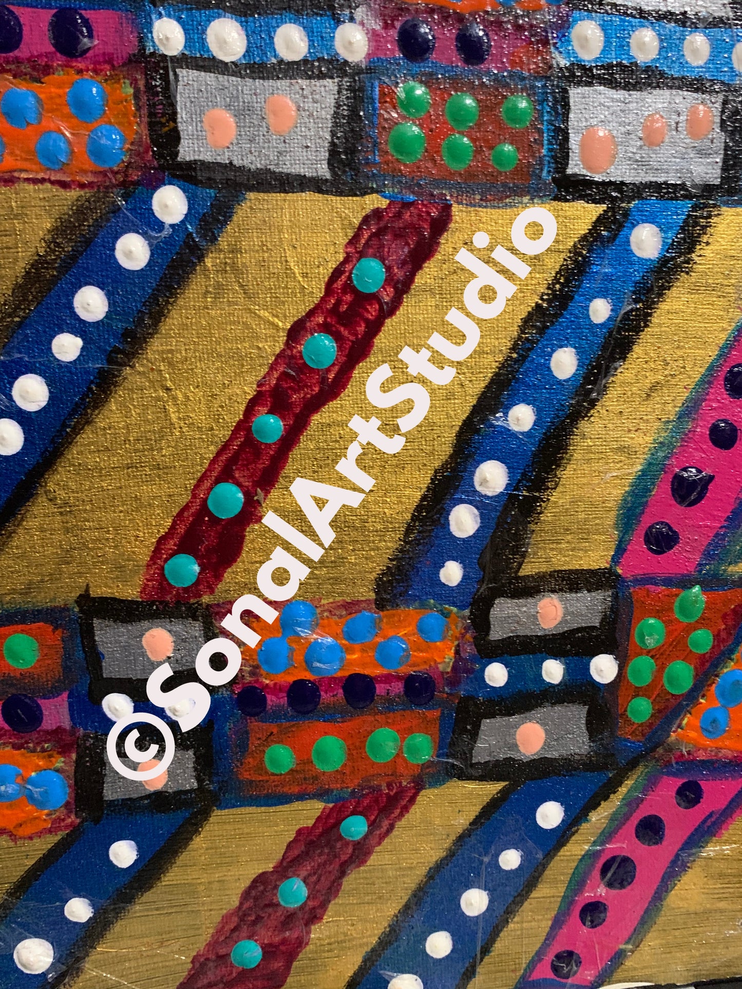 Golden Lines Painting - SonalArtStudio