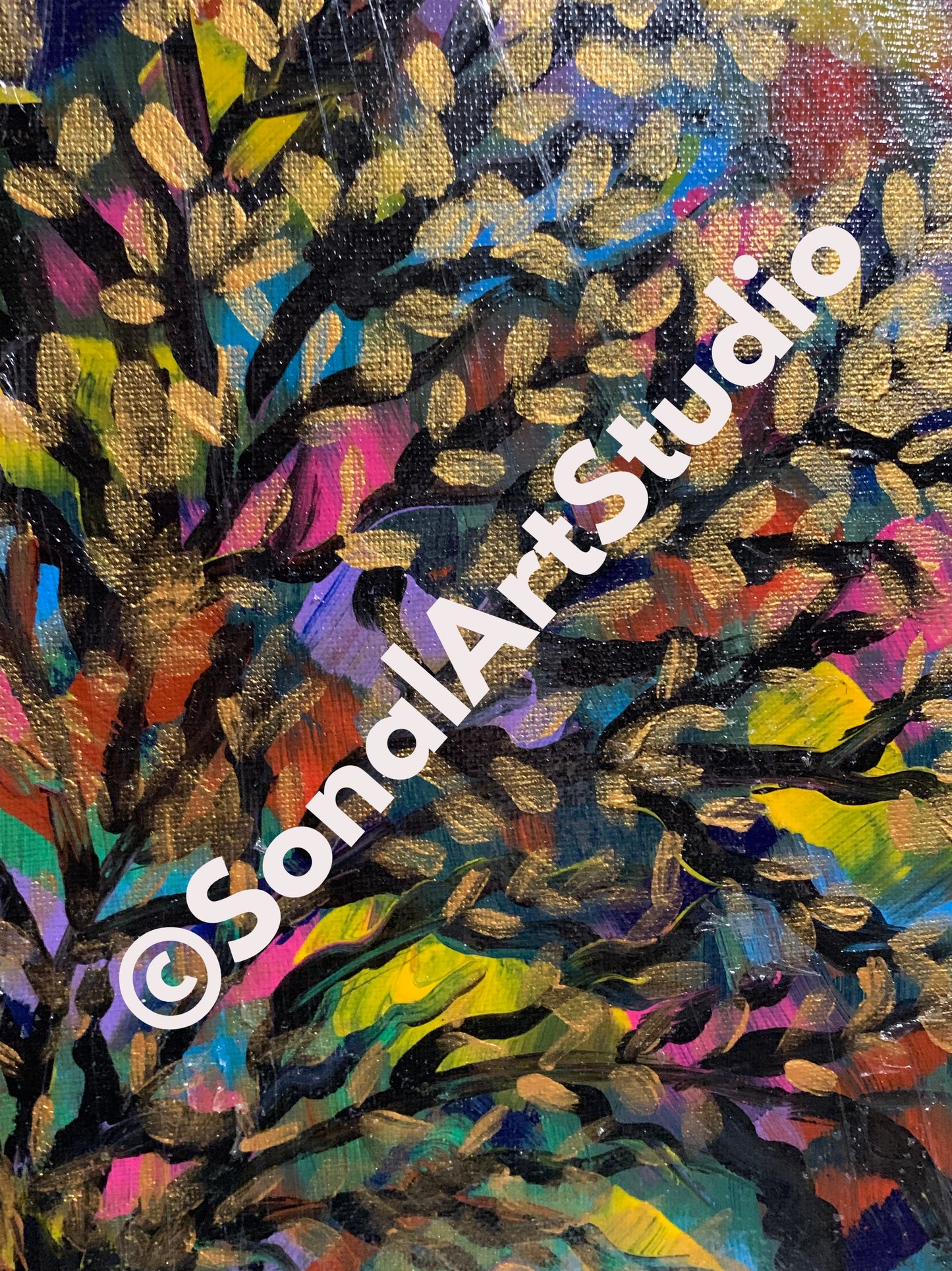 Golden Tree Painting - SonalArtStudio