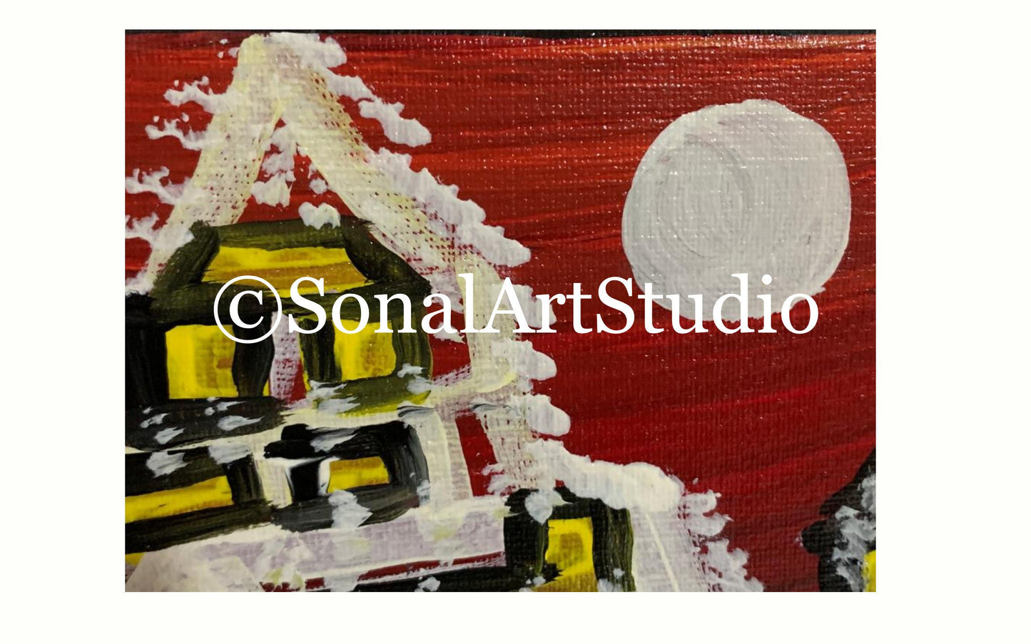 Snowy Winter House - SonalArtStudio