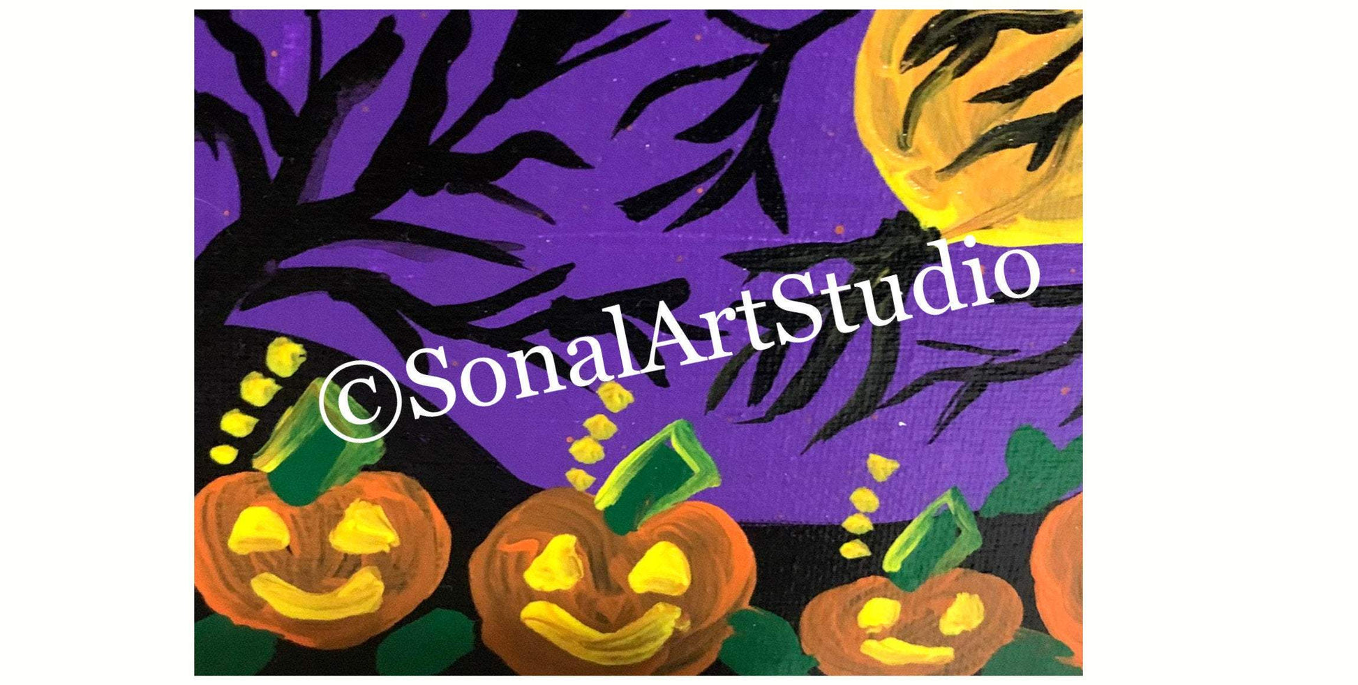 Spooky Night Pumpkins - SonalArtStudio
