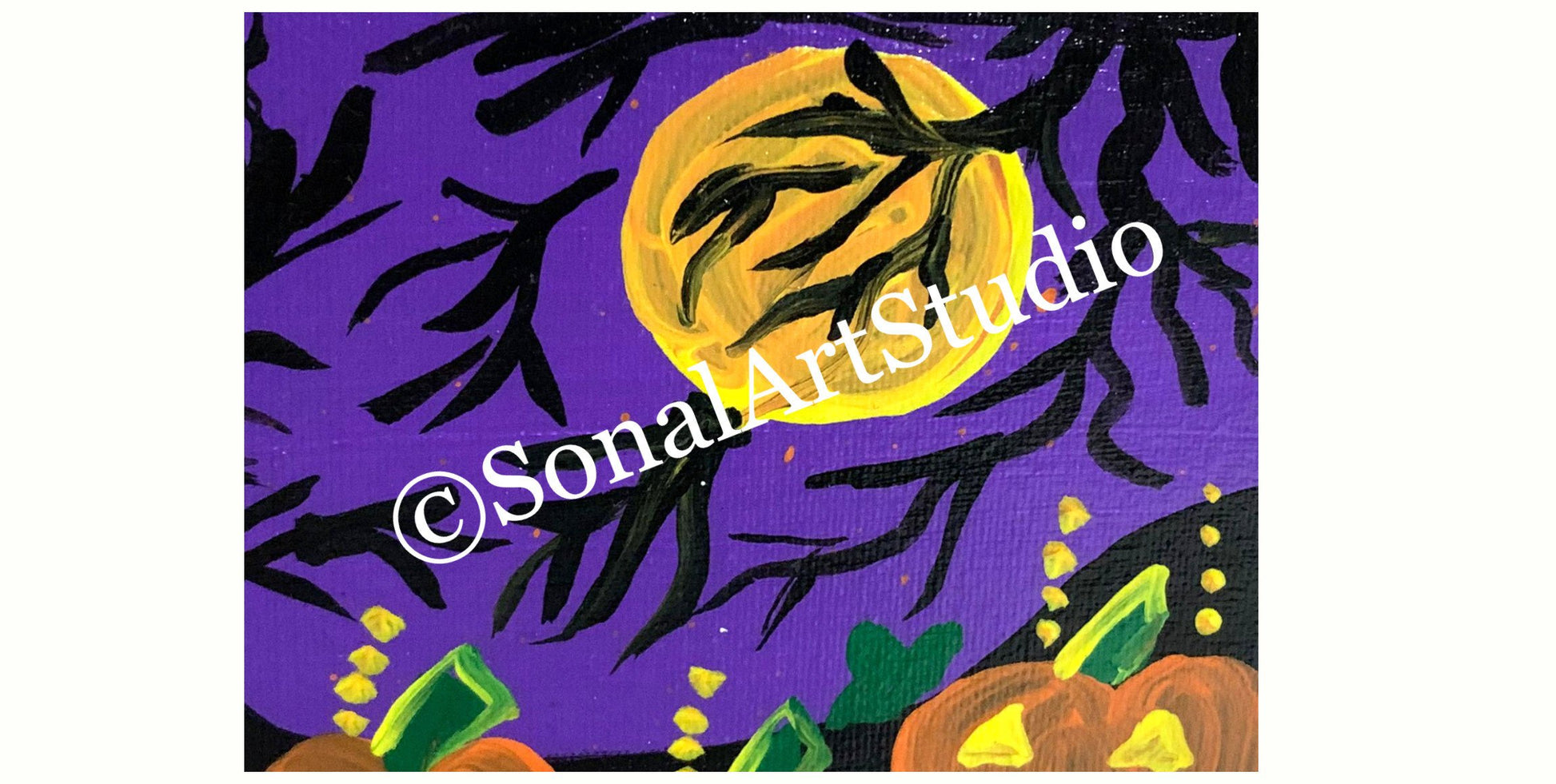 Spooky Night Pumpkins - SonalArtStudio