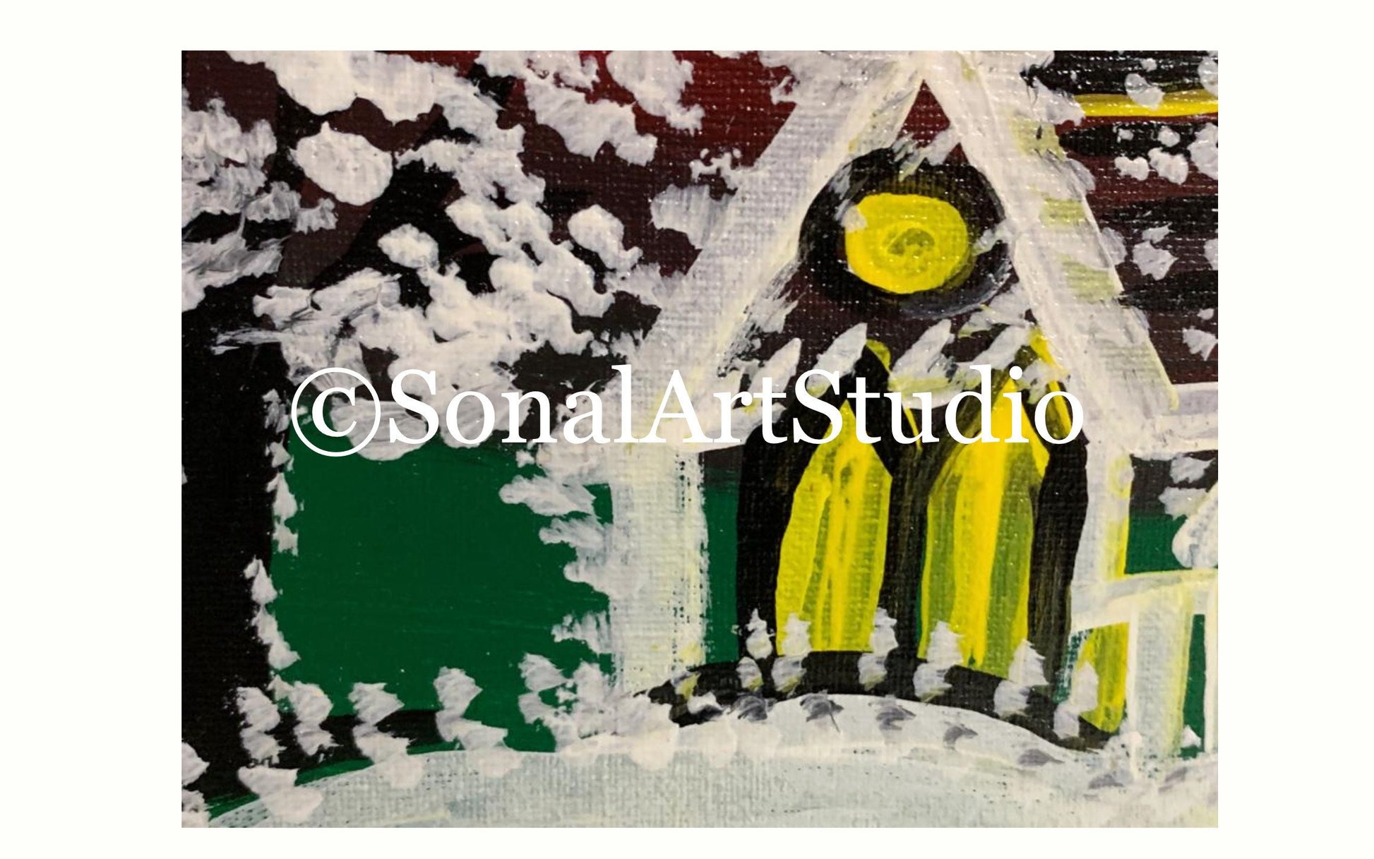 Snowy Winter House - SonalArtStudio